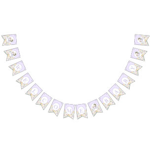 Lavender Hedgehog Baby Shower Bunting Flag 