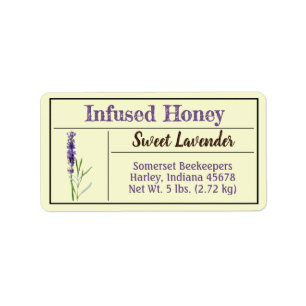 Lavender Herb Infused Honey Jar Label