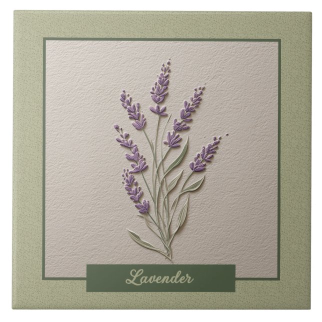 Lavender Herb Kitchen Purple Faux Relief Tile (Front)