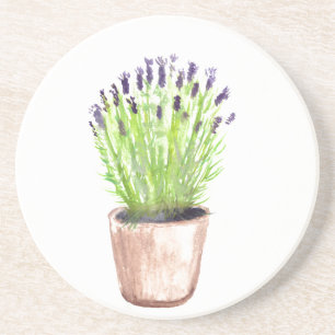Lavender herb pot plant rustic simple floral coaster