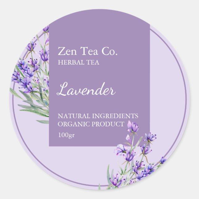 Lavender Herbal Tea Business Label (Front)