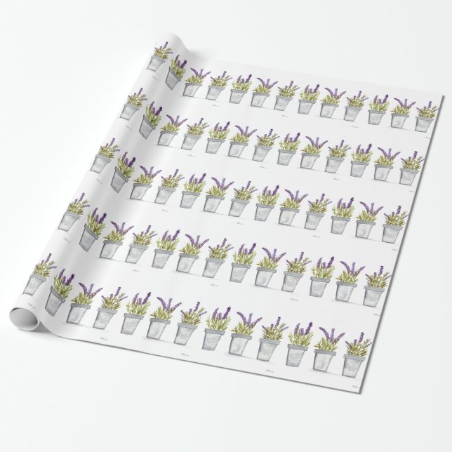 Lavender herbs watercolor Elegant Purple Flowers Wrapping Paper (Unrolled)