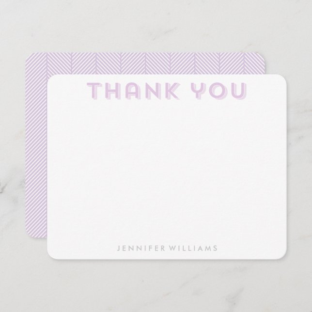 Lavender Herringbone Pattern Thank You Notes Invitation (Front/Back)