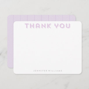 Lavender Herringbone Pattern Thank You Notes Invitation