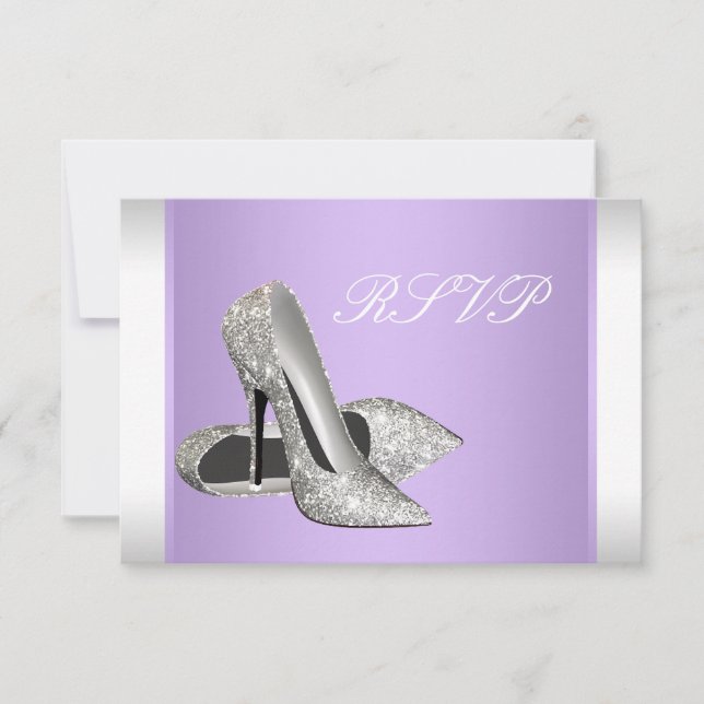 Lavender High Heels Party RSVP Cards (Front)