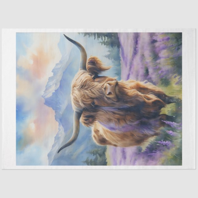 Lavender Highland Cow Tissue Paper (Front)