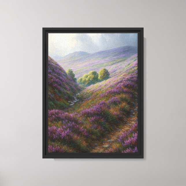 Lavender Hillside Path under Moody Sky Canvas Print (Front)