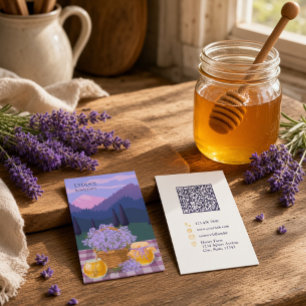 Lavender Honey Farm Floral Mountain QR Code Business Card