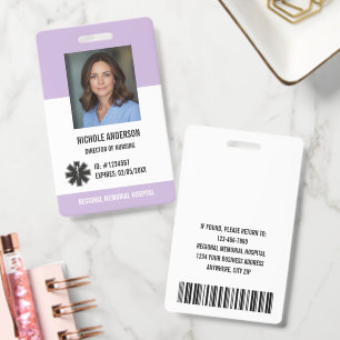 Lavender Hospital Employee Logo Photo Id Badge