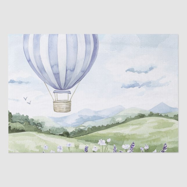 Lavender Hot Air Balloon Floral Bridal Shower Tissue Paper (Front)