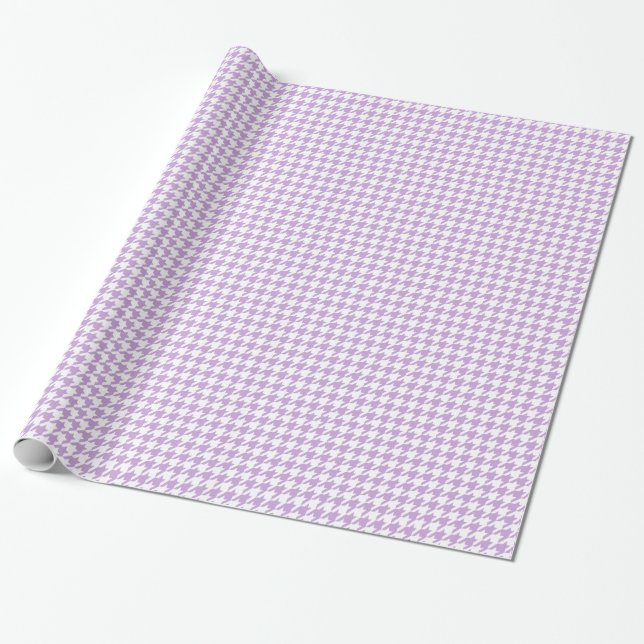 Lavender Houndstooth Pattern Wrapping Paper (Unrolled)