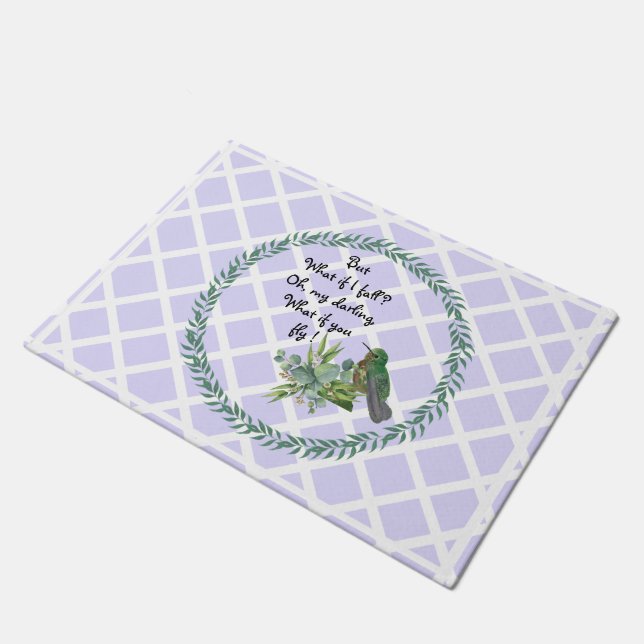Lavender Hummingbird Leaves Doormat (Angled)