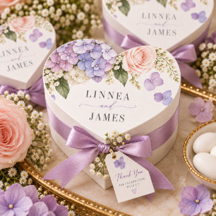 Lavender Hydrangea Blush Rose Wedding Heart Seal