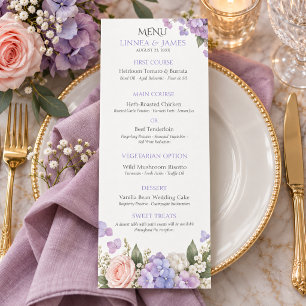 Lavender Hydrangea Blush Rose Wedding Menu