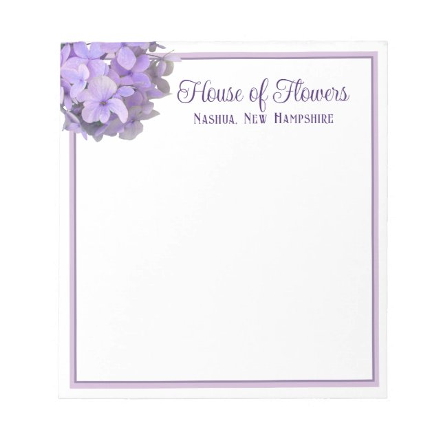 Lavender Hydrangea Business Name Notepad (Front)