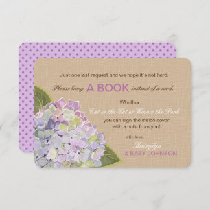 Lavender Hydrangea Rustic Read a Book Card