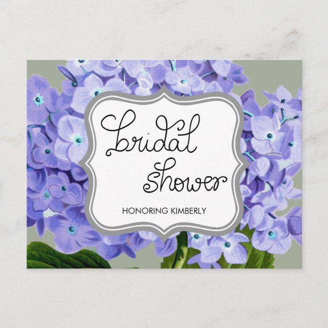Lavender Hydrangeas Bridal Shower Advice Card (Front)