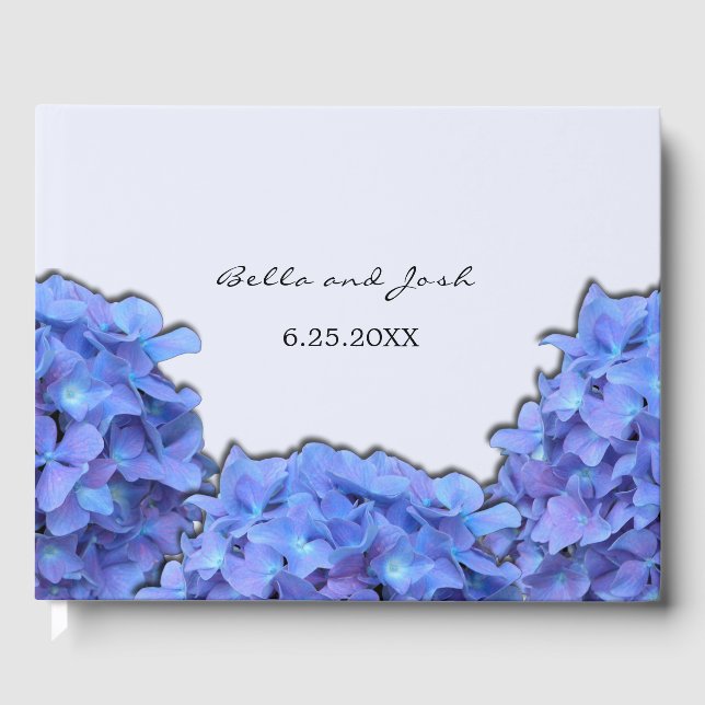 Lavender Hydrangeas Floral Wedding Guest Book (Front)