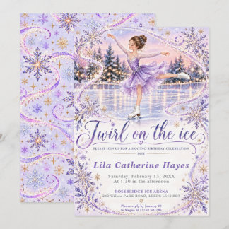Lavender Ice Skating Birthday Invitation