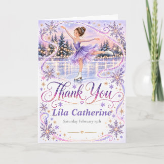 Lavender Ice Skating Birthday Thank You Card