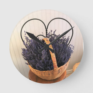 Lavender in a Basket Round Clock