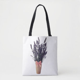 Lavender in a Vase with Bow – Botanical Tote Bag