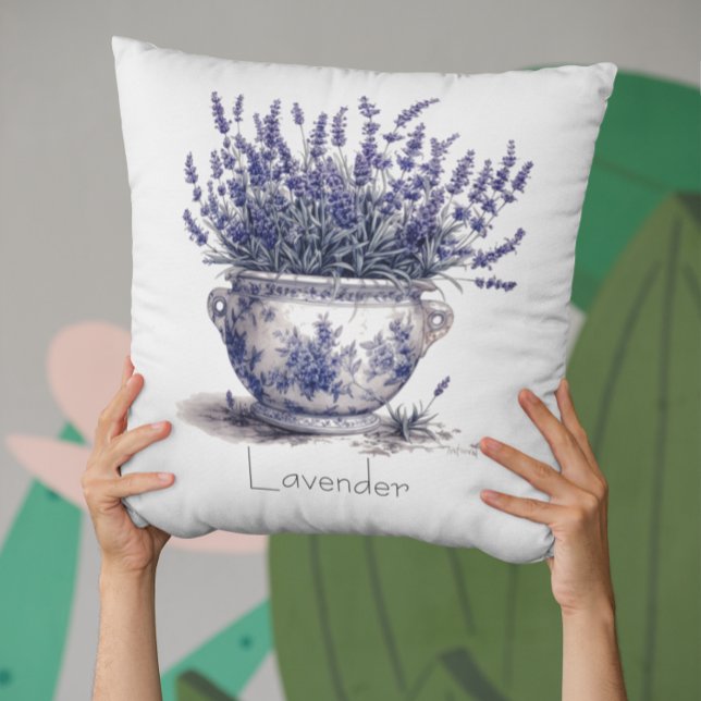 Lavender in Delft Blue  Cushion (Creator Uploaded)