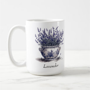 Lavender in Delft Blue, customisable  Coffee Mug