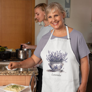 Lavender in Delft Blue, customisable Standard Apron