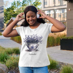 Lavender in Delft Blue, customisable T-Shirt