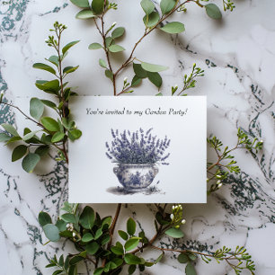 Lavender in Delft Blue  Invitation Postcard