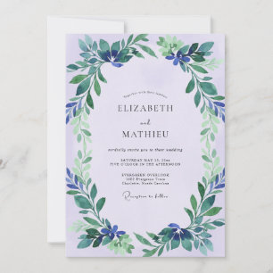 Lavender Indigo Foliage Eucalyptus Wedding Invitation