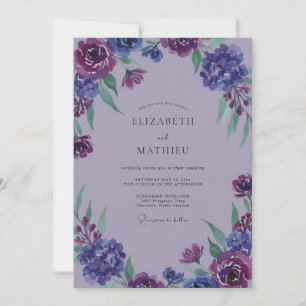 Lavender Indigo Wildflower Wedding Invitation