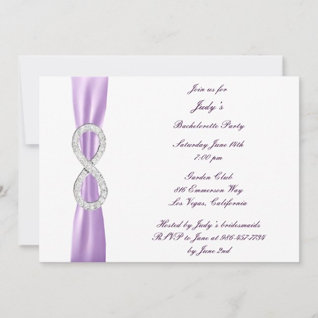 Lavender Infinity Bachelorette Party Invitation (Front)