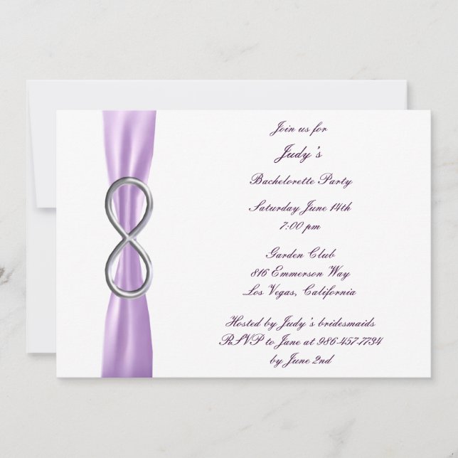 Lavender Infinity Bachelorette Party Invitation (Front)