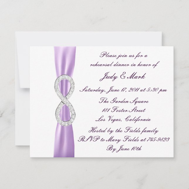 Lavender Infinity Rehearsal Dinner Invitation (Front)