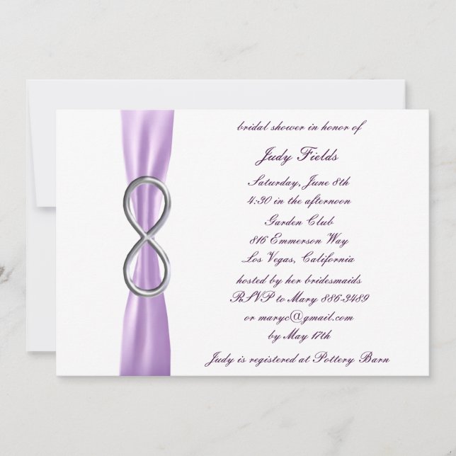 Lavender Infinity Wedding Bridal Shower Invitation (Front)