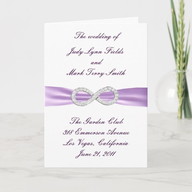 Lavender Infinity Wedding Program Card (Front)