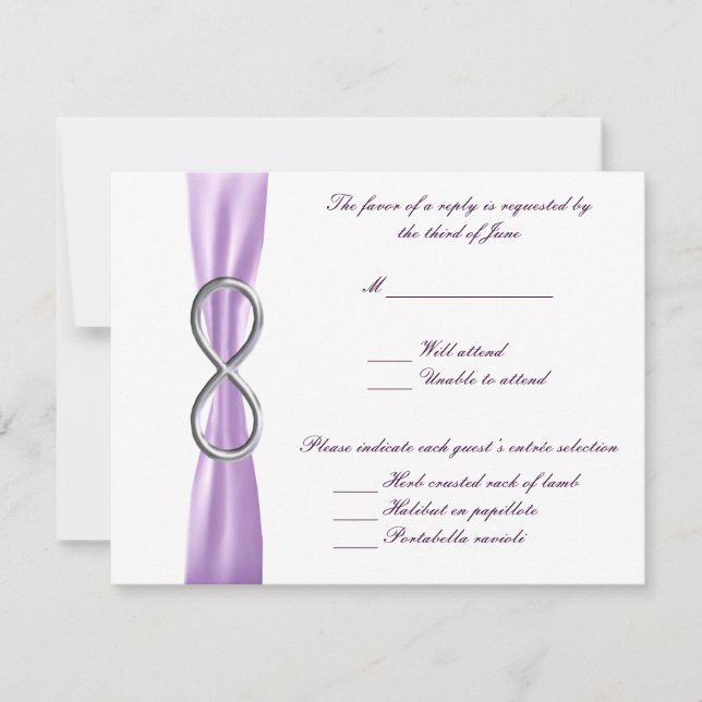 Lavender Infinity Wedding Response Card (Front)