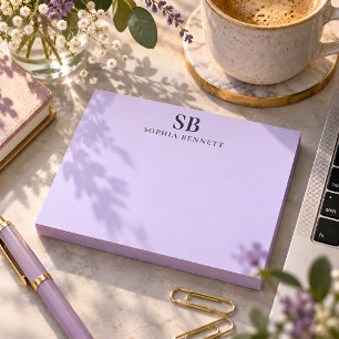 Lavender Initials Monogram Personalised Post-it Notes