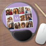Lavender Instagram Photo Collage Custom Monogram Gel Mouse Pad<br><div class="desc">Modern Pastel Purple Lilac - Use 11 square photos to create a unique and personal gift. Or you can keep the hipster puppy and make a trendy keepsake. If you need to adjust the pictures,  click on the customise tool to make changes.</div>