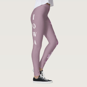 Lavender Iowa State Flower Wild Rose Leggings