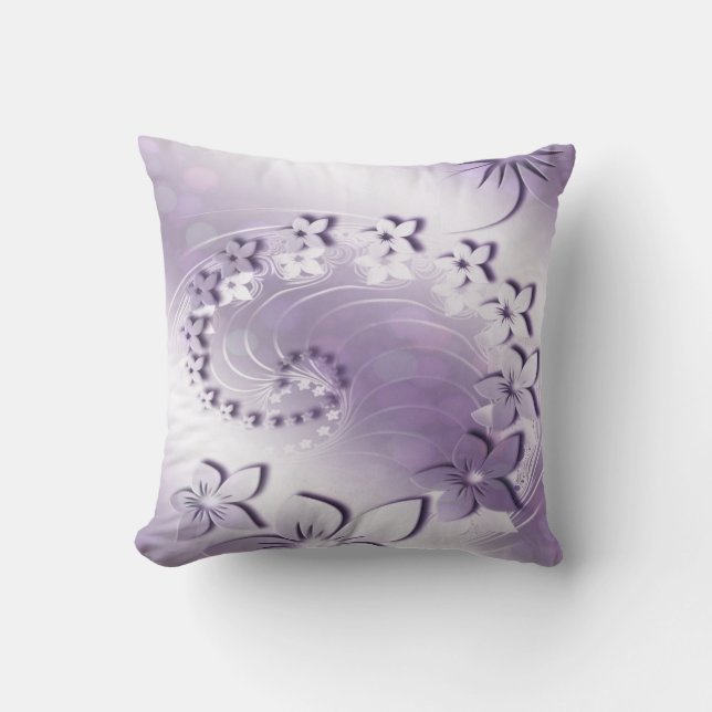 Lavender Iridescent Floral Swirl Cushion (Front)