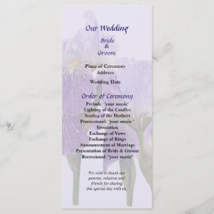 Lavender Iris Couple Wedding Program Programme