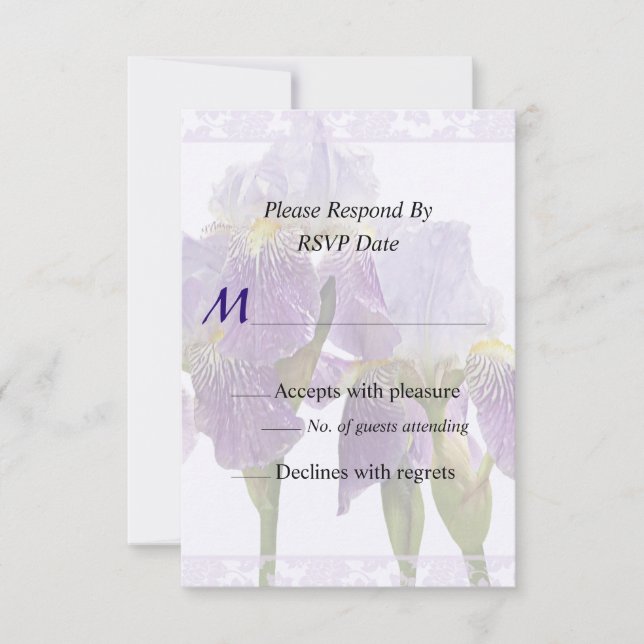 Lavender Iris Couple Wedding Supplies RSVP Card (Front)