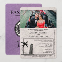 Lavender Italy Passport Wedding Invitation