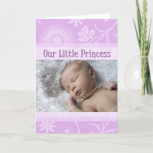 Lavender It's a Girl Photo Birth Announcement Card