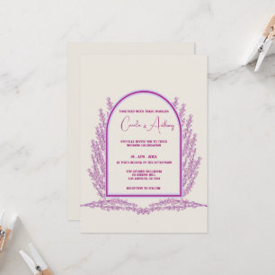 Lavender Ivory Floral Boho Wedding Invitation
