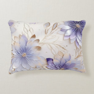Lavender Ivory Pearl Gold Floral Wedding Decorative Cushion