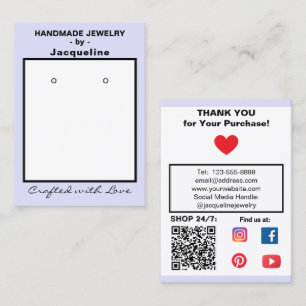 Lavender Jewelry Earrings Social QR Code Business Card